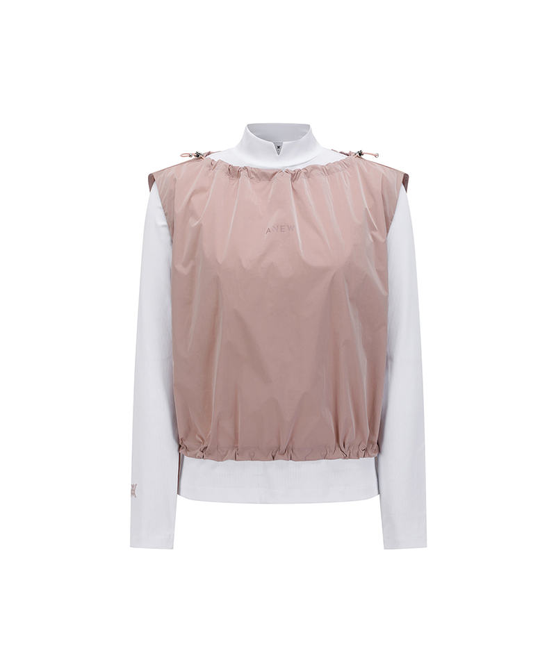 Women's Woven Mix Layered T-Shirt - Light Pink