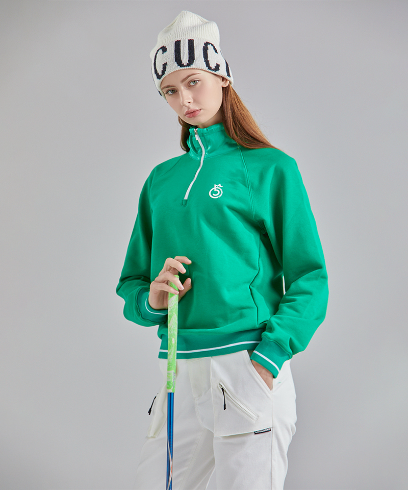 Mixed Half Zip-Up Top - 2 Colors