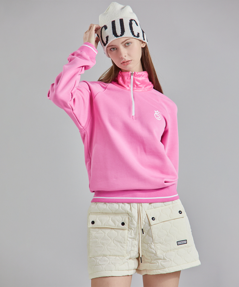 Mixed Half Zip-Up Top - 2 Colors