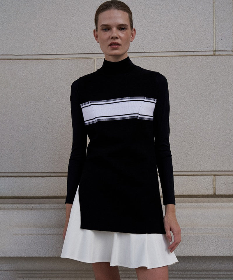black knit dress with slit Side Slit Midi Knit Dress Black