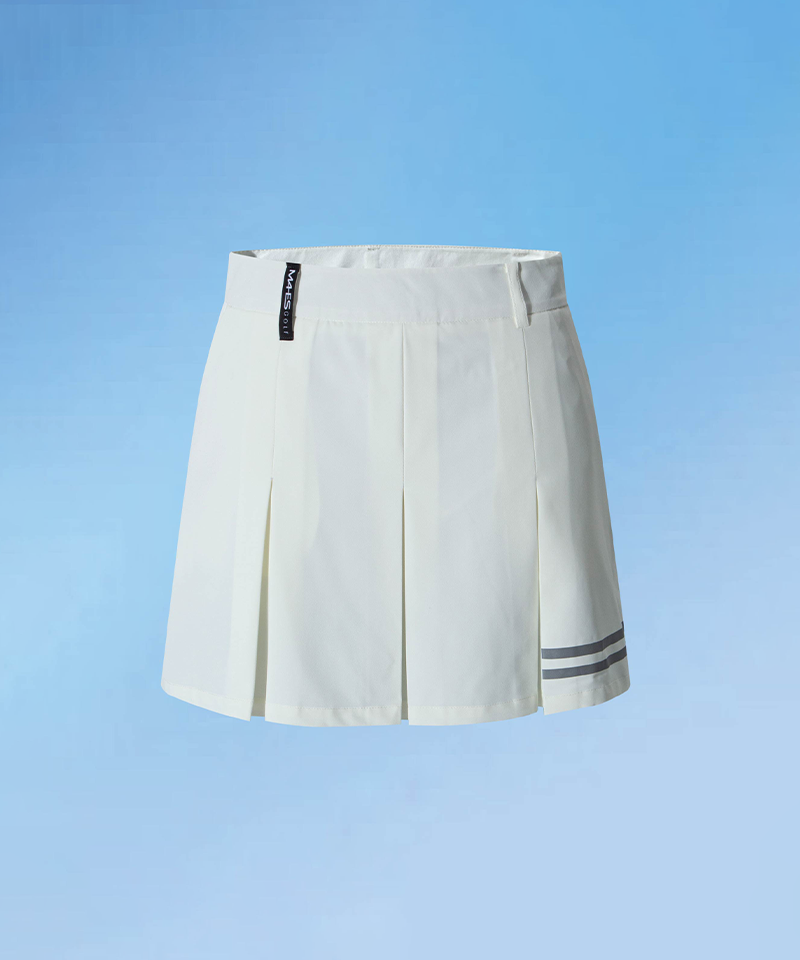 Women's Summer Woven Spandex Pleated Golf Skirt - Ivory