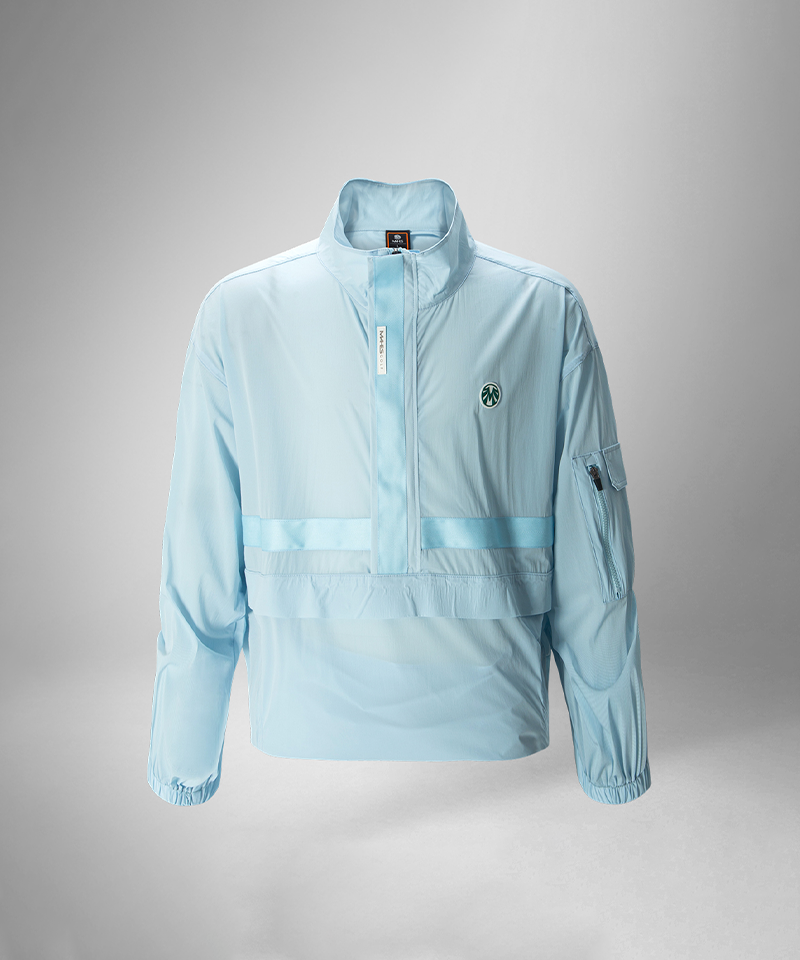 SOL soonerorlater NylonTrackJacketライトブルー Men's Ultralight 4-Way Stretch Wind & Sun Breaker Anorak - Sky Blue
