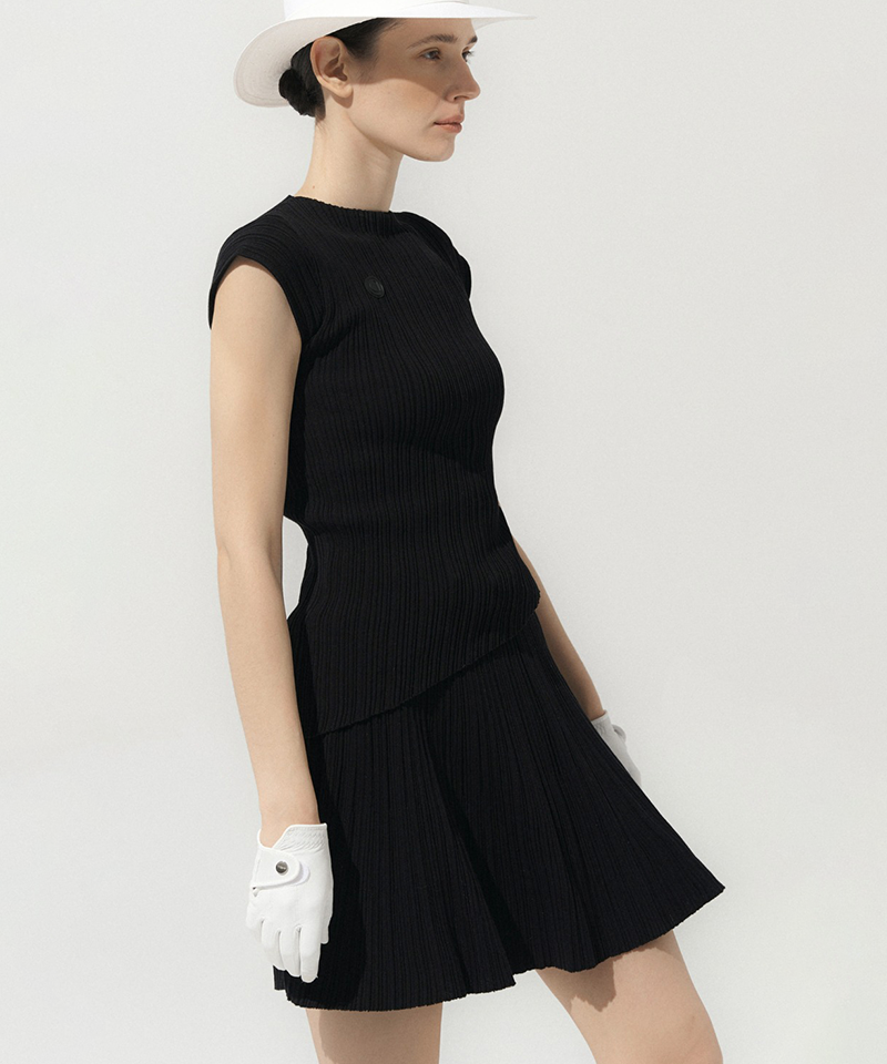 【即完売モデル】adress pleats skirt brack ゴルフウェア Anell Golf Miyake Cool Pleats Skirt - Black