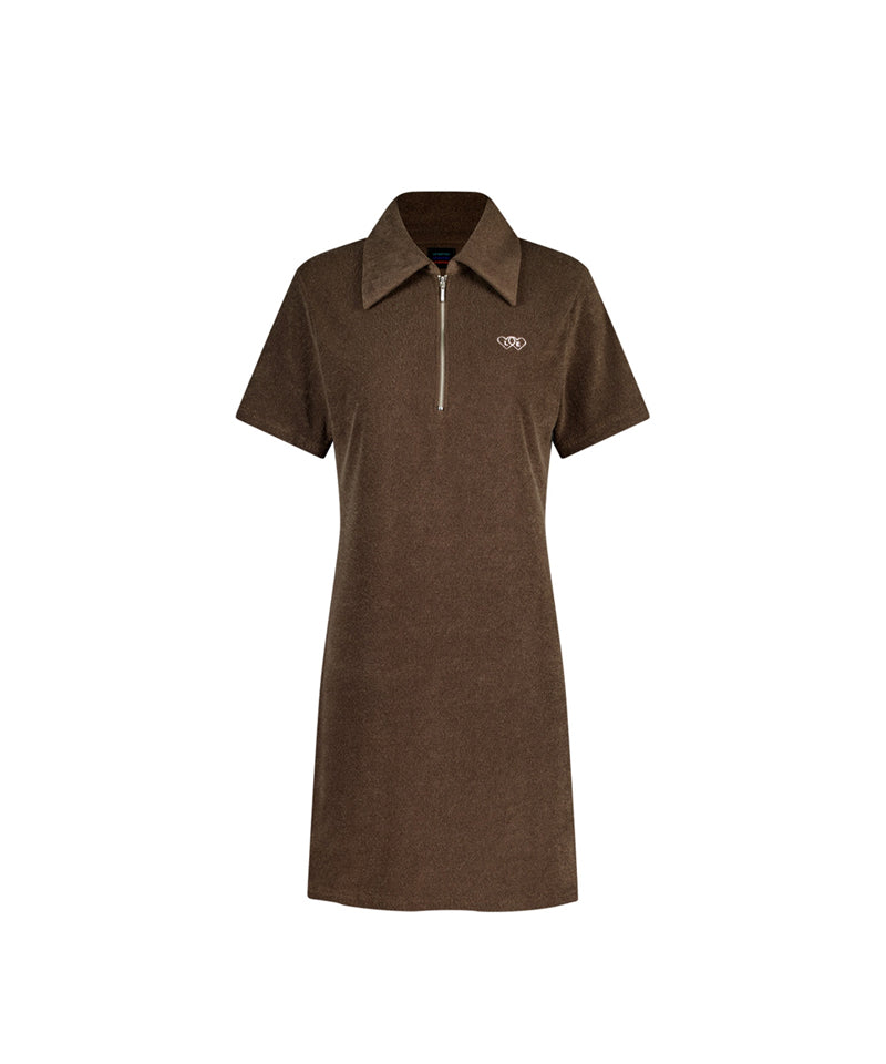 brown zip up dress Zip It Up Front Zipper Brown Light Sweater Dress – SoCal Lit main image 0