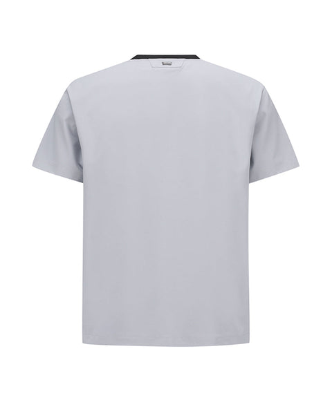 Men Ribbed Crew Neck Short T-Shirt - Light Gray