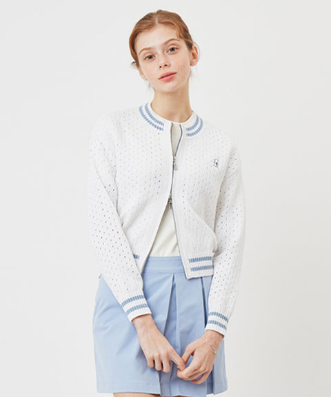 AVEN Two-Way Zip-Up Cardigan - White