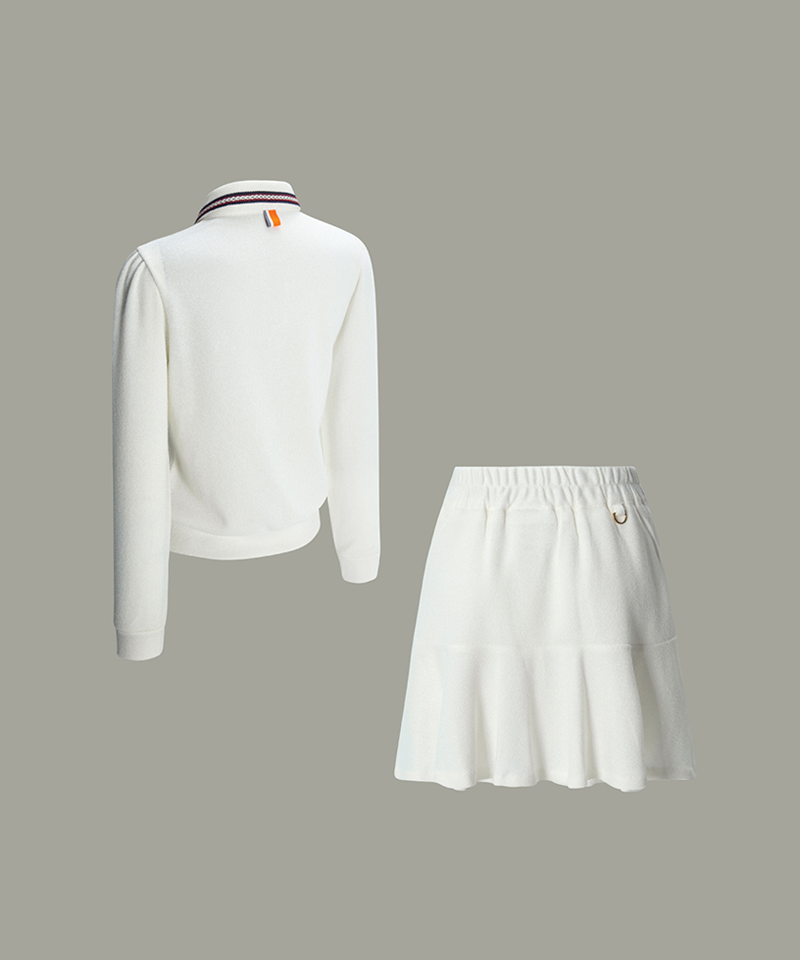 Rounded All Over Set (Top+Skirt+Socks)-White