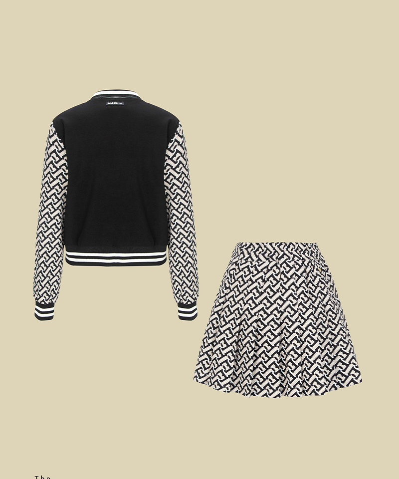 Saint Signature Label Royal Pattern Blue Jacket Coordination Set (Top+Skirt)