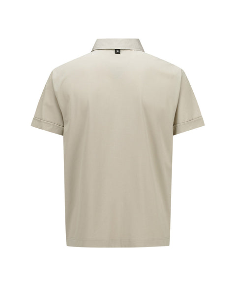 Men Wooven Pactch Point Short T-Shirt - Beige