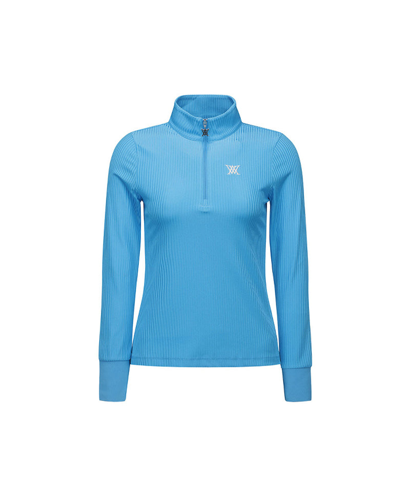 ANEW Golf: Women's Zipper Point Ribbed Long T-Shirt - Light Blue