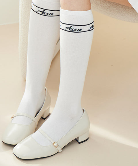 AVEN Basic Knee Socks - White
