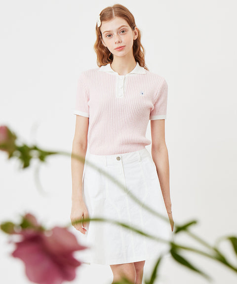 AVEN  Boucle Collar Knit - Pink