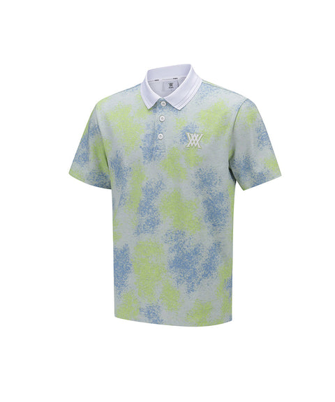 Men Sprinkled Pattern Short T-Shirt - Lime