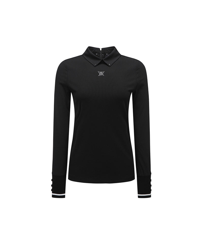☆ ANEW GOLF☆LONG T-SHIRT ANEW Golf: Woman Back Zip Point Long T-Shirt - Black