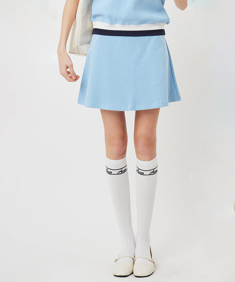 AVEN Stitched Flared Skirt - Sky Blue