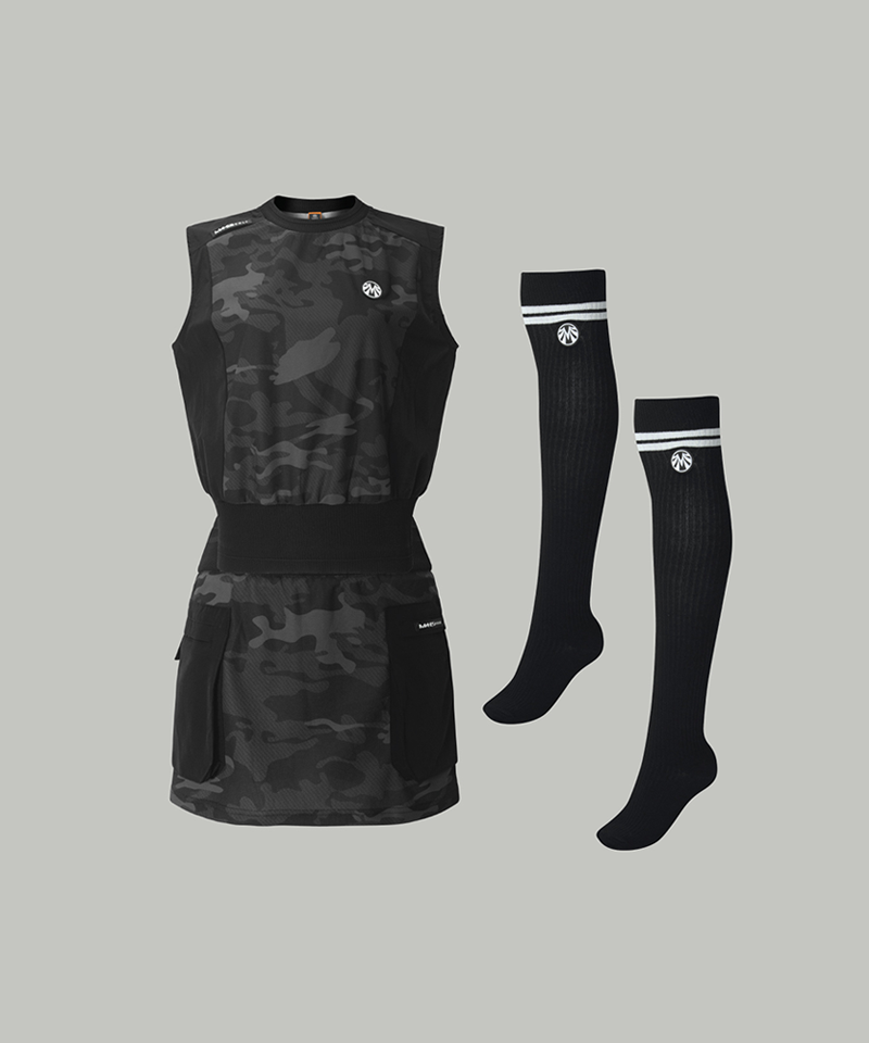 Chic Camouflage Pattern Jersey Spandex Set (Top+Skirt)