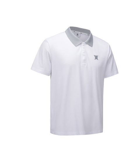 Men Collar Point Short T-Shirt - White