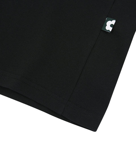 AVEN Color Block Collar Short Sleeve T-Shirt - Black