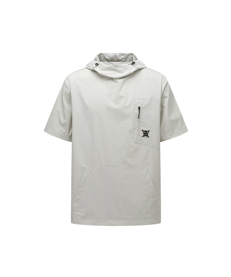 ☆ANEW GOLF☆ HOODY POCKET SHORT T-SHIRT ANEW Golf: Men Lip Hoodie Short T-Shirt - Beige