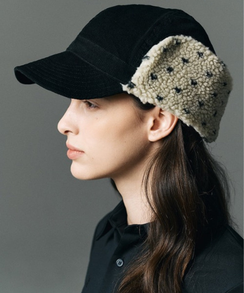 Dot Boa Earflap Cap Black
