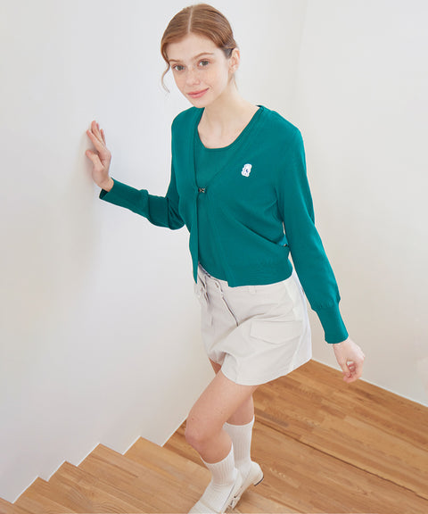 AVEN Sleeveless Knit Cardigan Set - Green