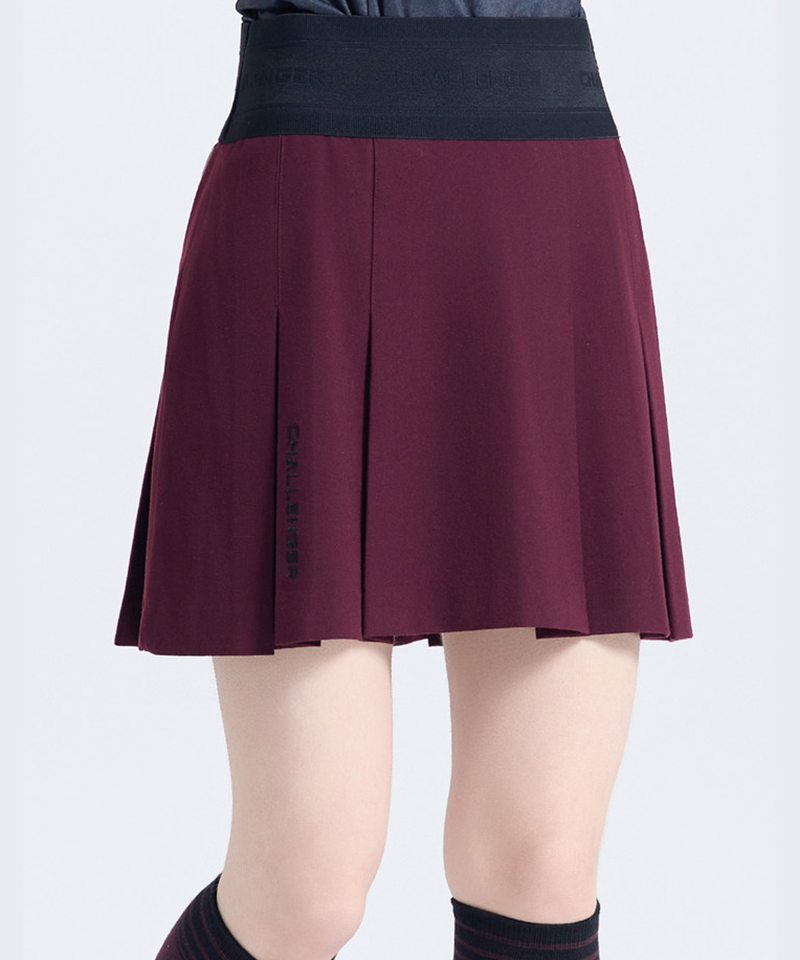 Challenger Women's One-Point Pleated A-Line Culottes - Wine