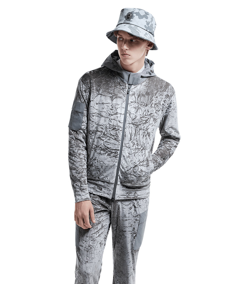 Amazing Cre Men's Tech Velvet Hoodie Jersey Jacket - Light Khaki