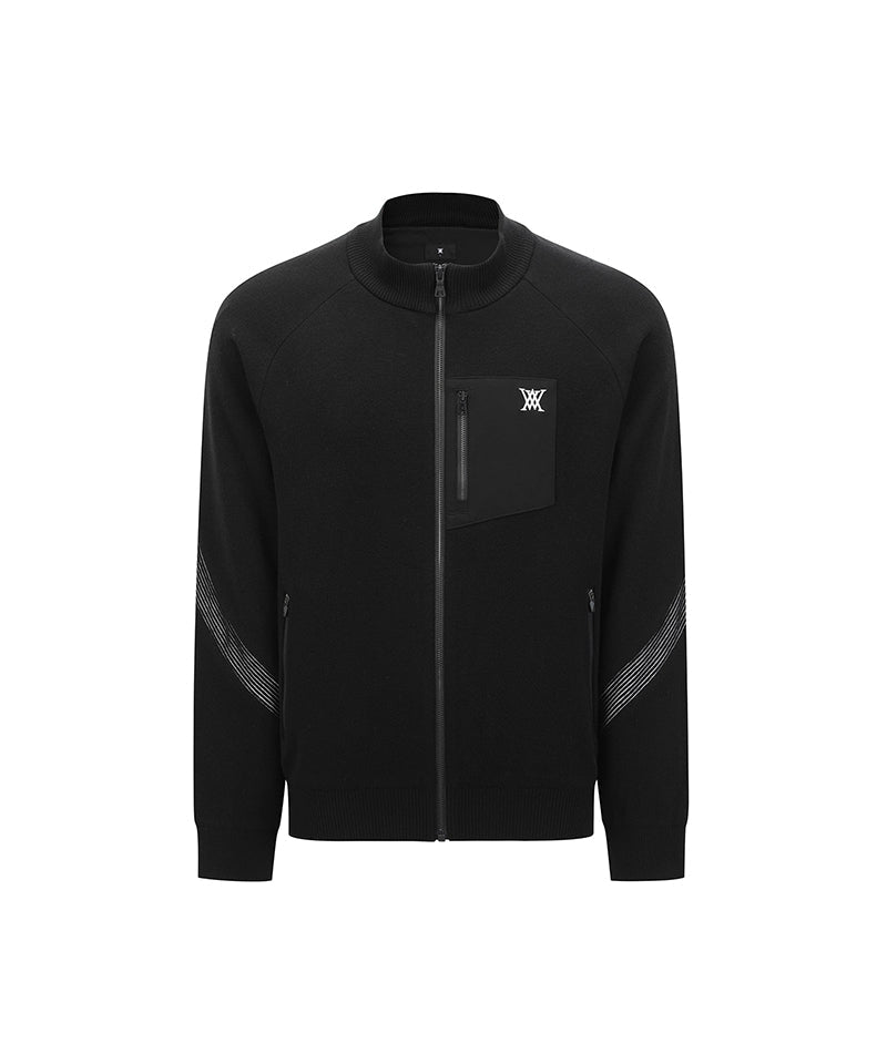 Men's Windproof Pocket Sweater Cardigan - Black