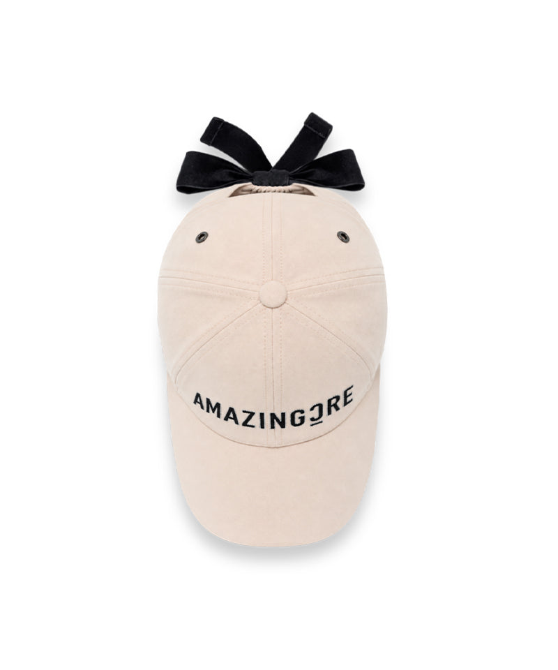 Amazing Cre Velvet ribbon point cap - Beige
