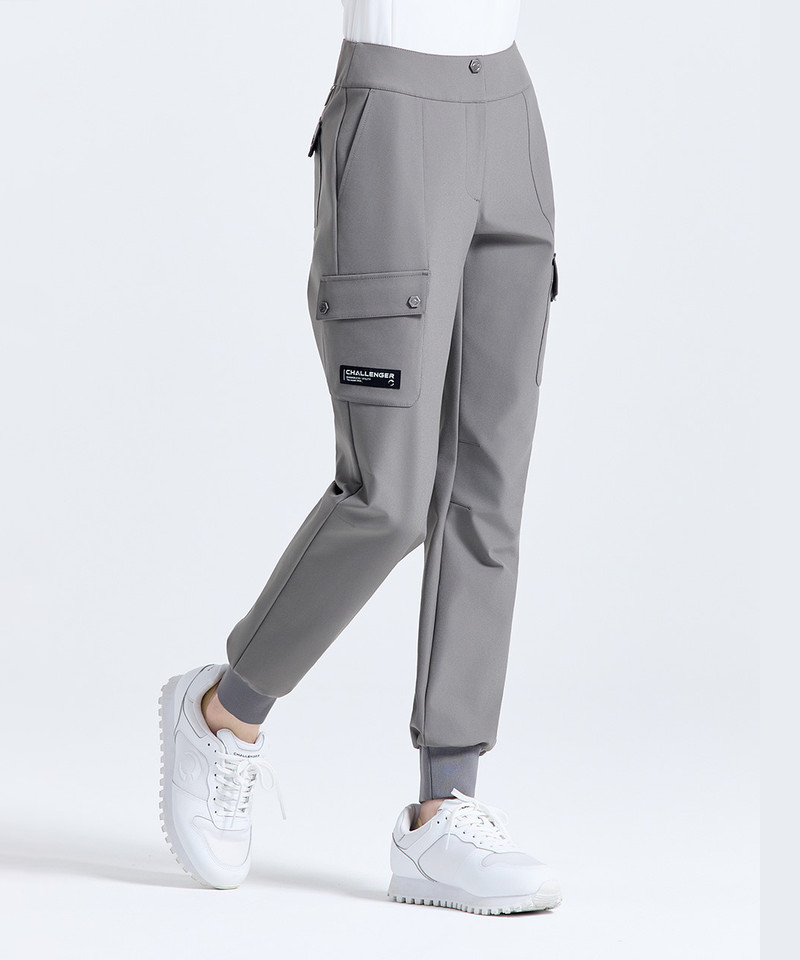Challenger Women's Utility Cargo Jogger Fit Pants - Khaki Grey