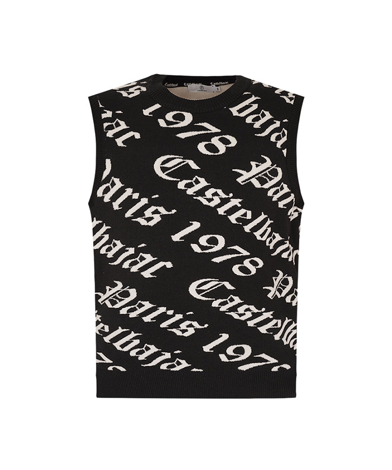 Castelbajac Men's All-Over Lettering Knit Vest - Black