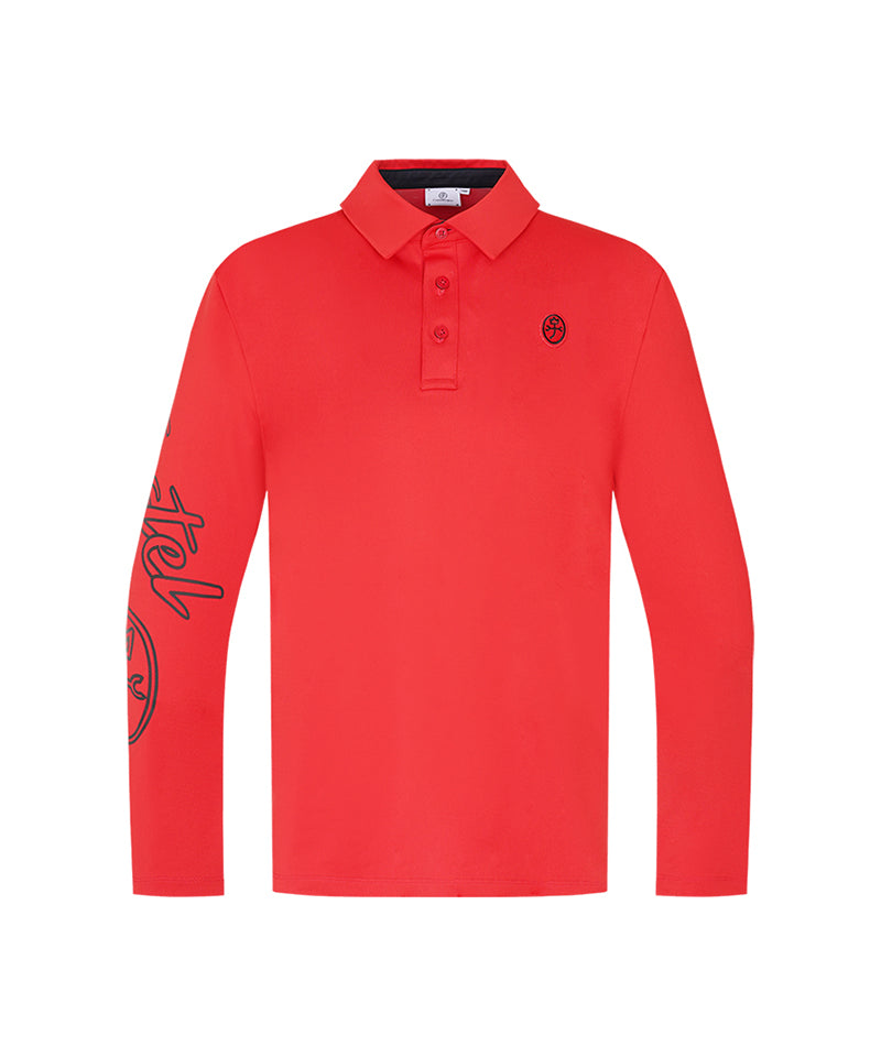 Castelbajac Men's Arm Print Long Sleeve Collared T-Shirt - Red