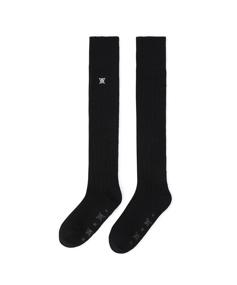 Women's Wool Over Knee High Socks - Black