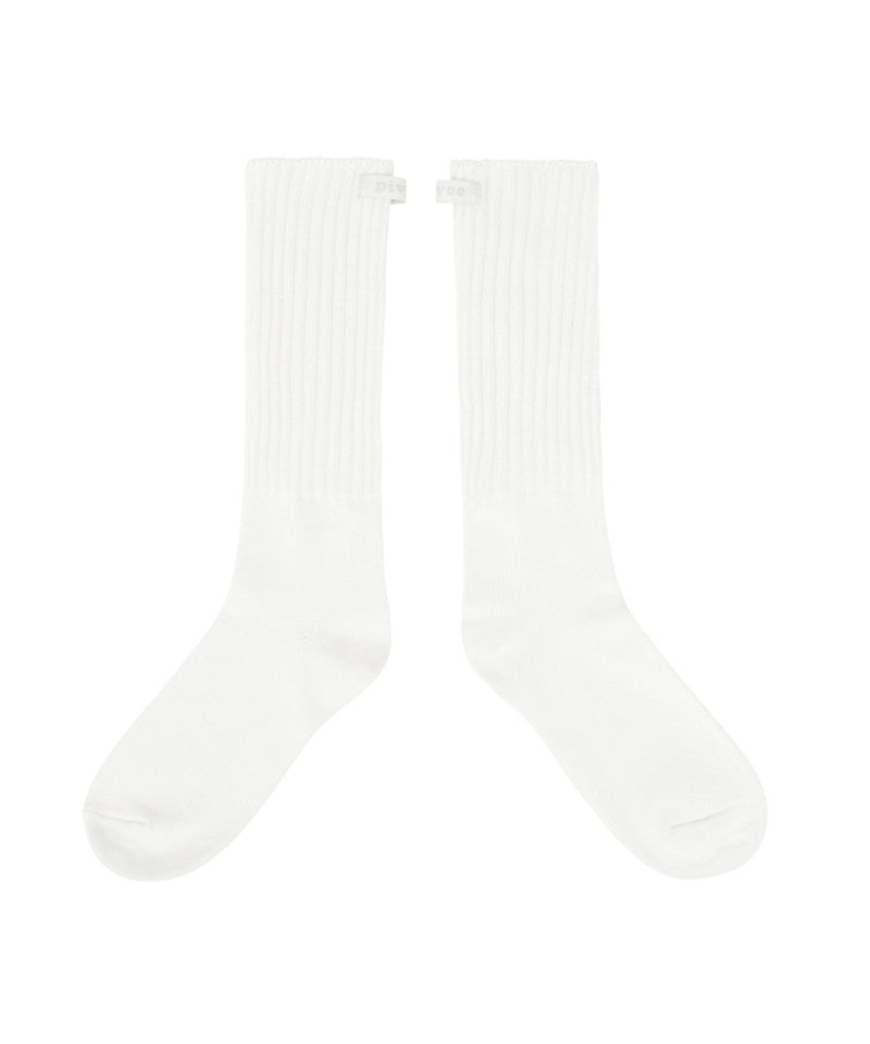Label Detail Ribbed Socks Cloud White