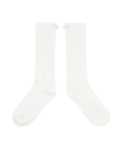 Label Detail Ribbed Socks Cloud White