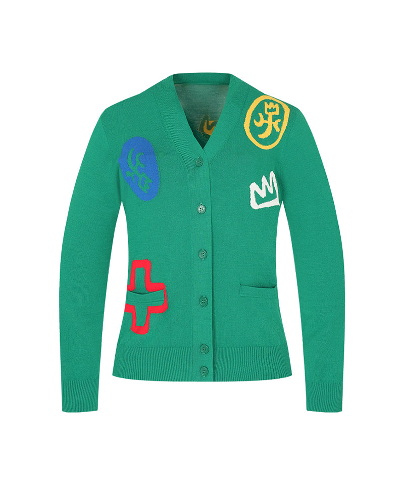Castelbajac Women's V-Neck Embroidered Button Cardigan - Green