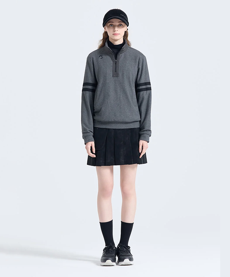 Challenger Women's Honeycomb Windproof Half-Zip Long Sleeve T-Shirt - Charcoal