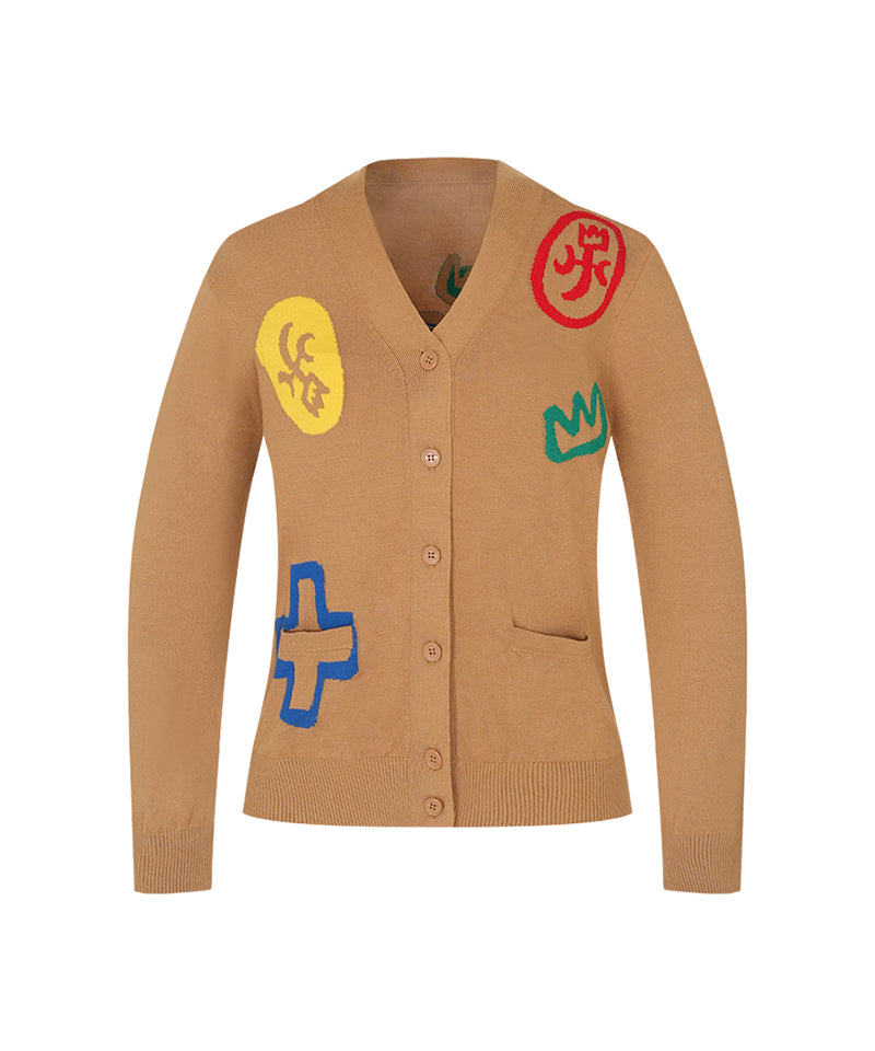 Castelbajac Women's V-Neck Embroidered Button Cardigan - Beige