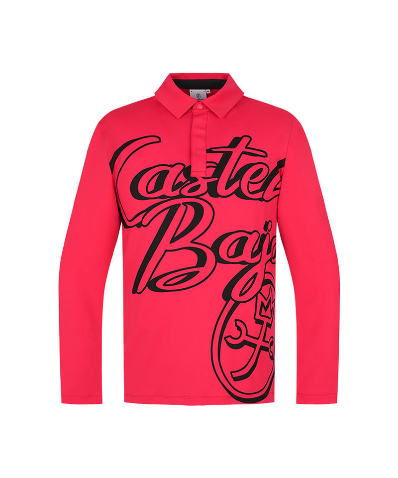 Castelbajac Men's Front Print Long Sleeve Collared T-shirt - Red