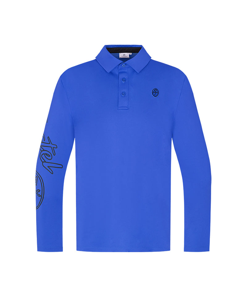 Castelbajac Men's Arm Print Long Sleeve Collared T-Shirt - Blue
