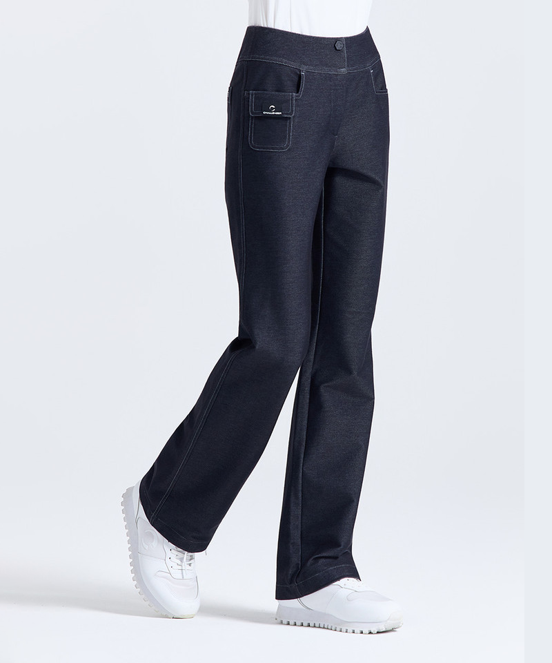 Challenger Women's Denim-like High-waisted Bootcut Pants - Black