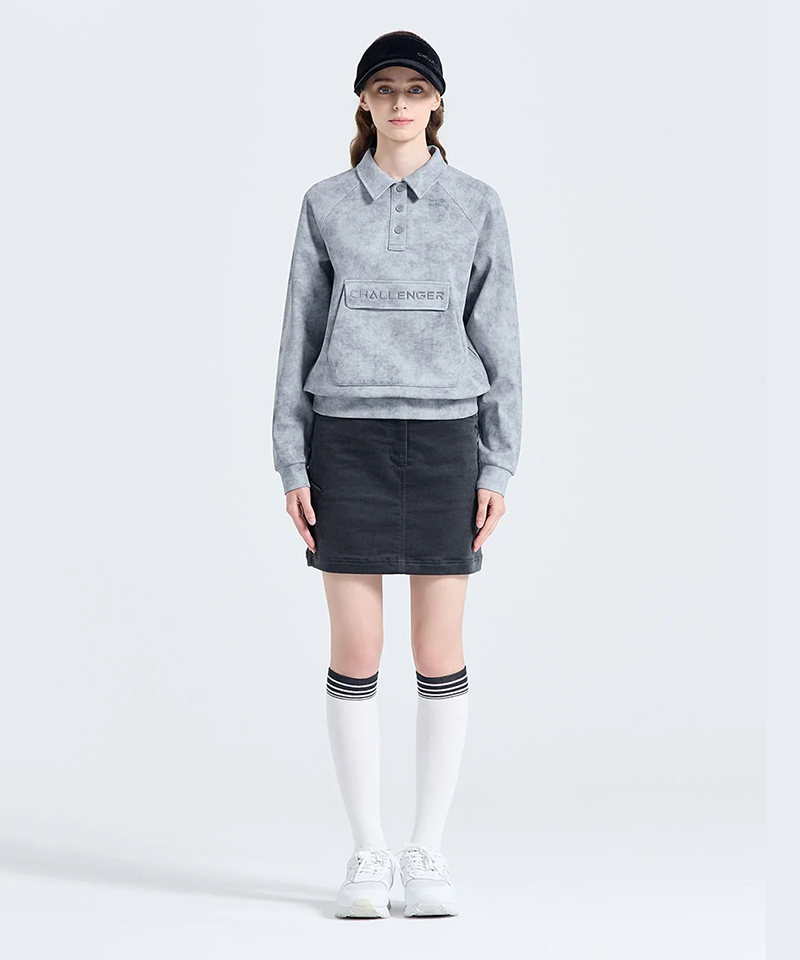Challenger Women's Coreflex Ombre Collar Long Sleeve T-shirt - Gray