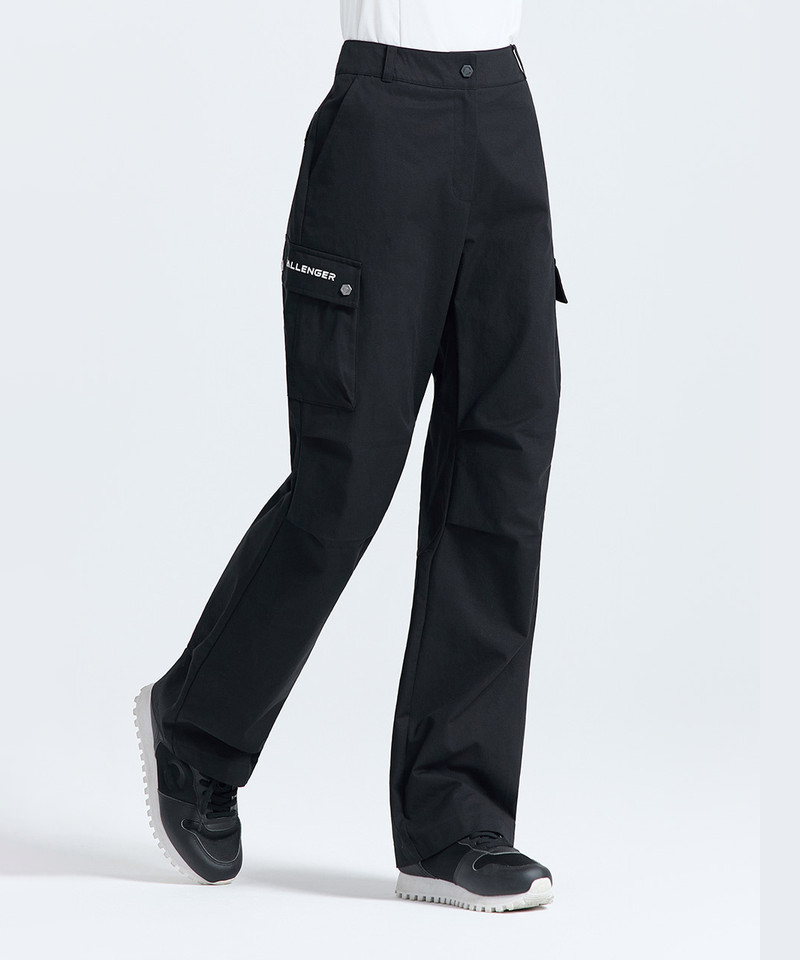 Challenger Women's Cotton-Touch Stretch Cargo Wide Fit Pants - Black