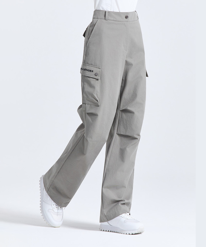 Challenger Women's Cotton-Touch Stretch Cargo Wide Fit Pants - Sand