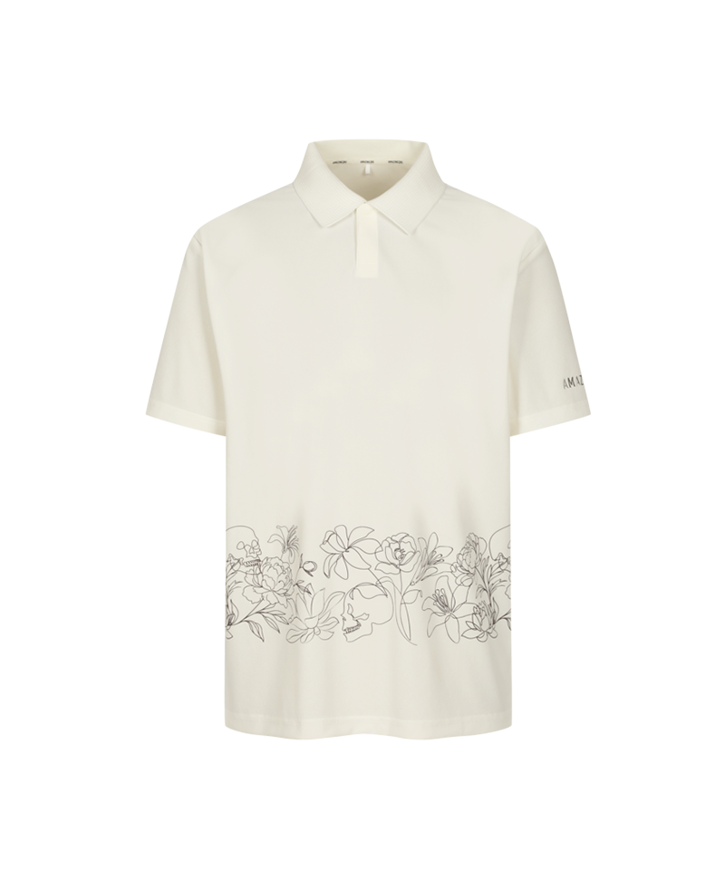 Amazing Cre Men's Aero luxe Botanical Alex Point Collar T-Shirt - White