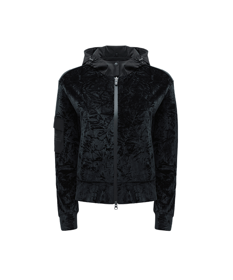 Amazing Cre Women's Tech Velvet Hoodie Jersey Jacket - Black