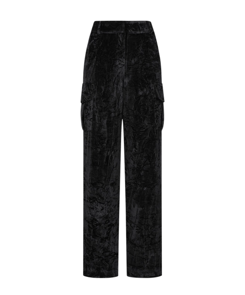Amazing Cre Women's Tech Velvet Cargo Wide Pants - Black
