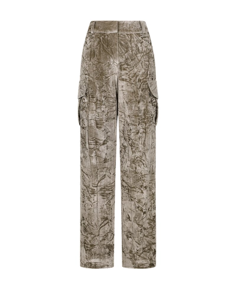Amazing Cre Women's Tech Velvet Cargo Wide Pants - Brown