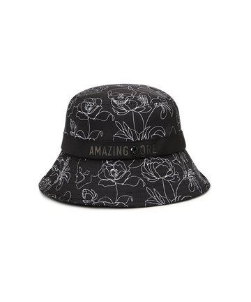 Amazing Cre Botanical Alex Pattern Bucket Hat - Black