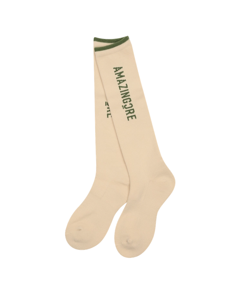 Amazing Cre Logo JQD Wool Knee Socks - Stone